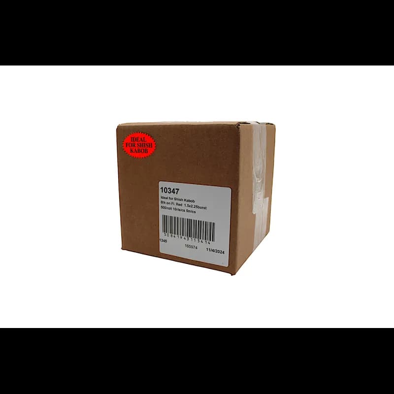 Ideal for Shish Kabob Meat Label 1.5X2.25 IN Black Fluorescent Red Burst 500 Count/Roll 10 Rolls/Case 5000 Count/Case