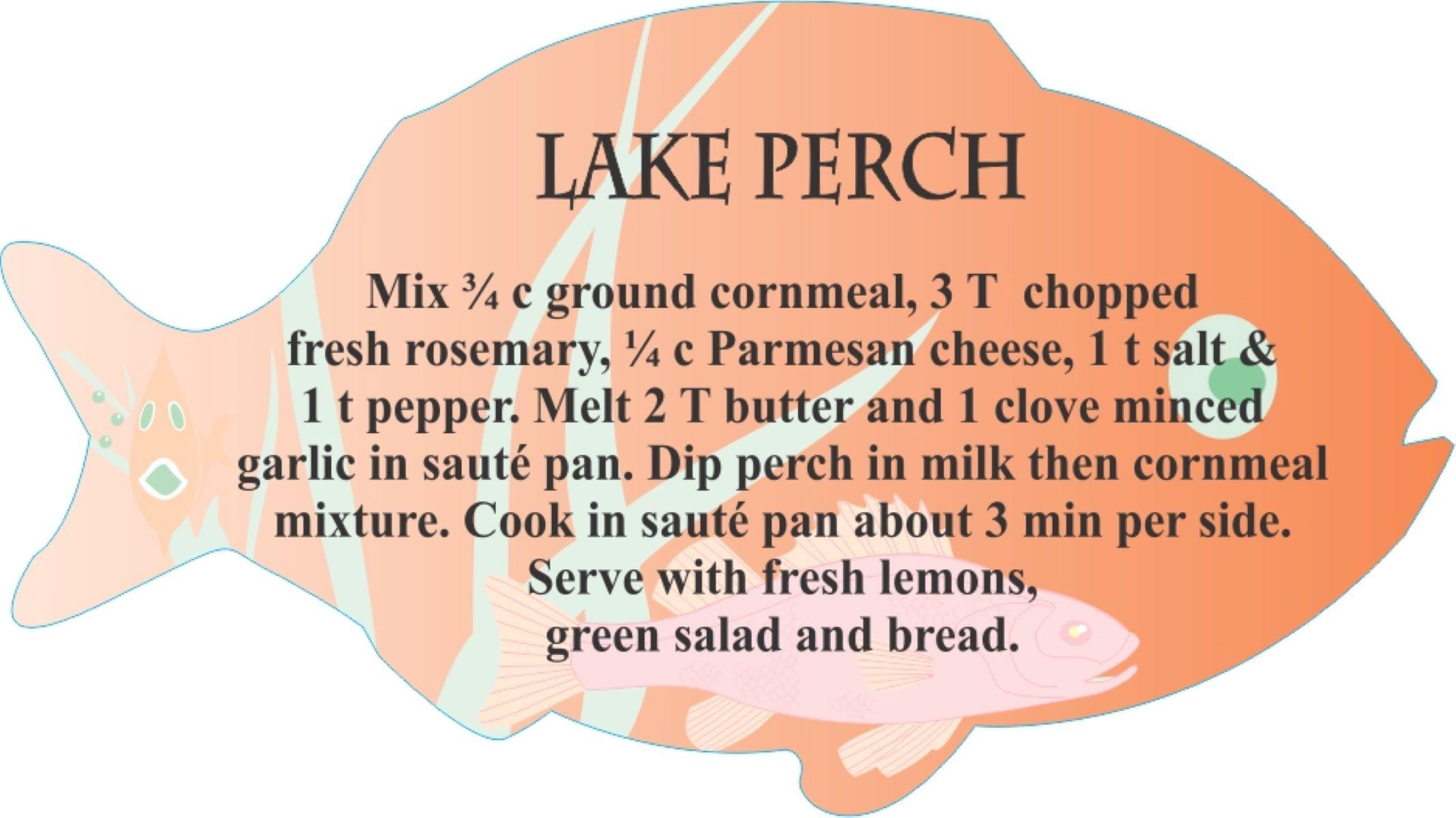 Lake Perch Meat Fish Recipe Label 1.75X3.125 IN Fish 4 Color Process 250 Count/Roll 12 Rolls/Case 3000 Count/Case