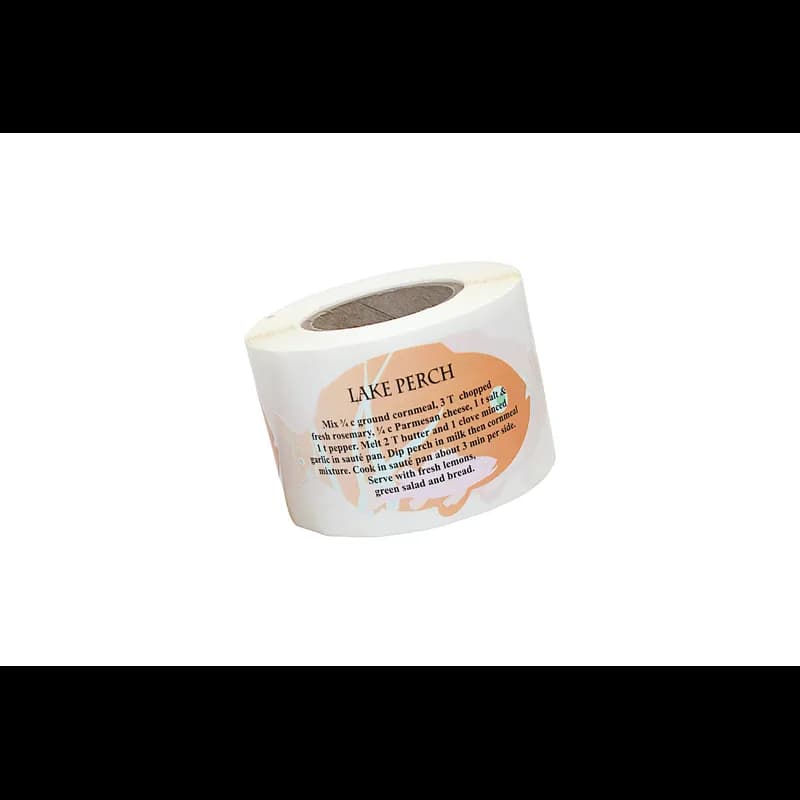 Lake Perch Meat Fish Recipe Label 1.75X3.125 IN Fish 4 Color Process 250 Count/Roll 12 Rolls/Case 3000 Count/Case