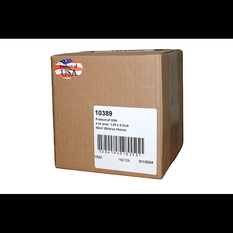 Product of USA Meat Origin Label 1.25X2 IN Oval 4 Color Process 500 Count/Roll 20 Rolls/Case 10000 Count/Case