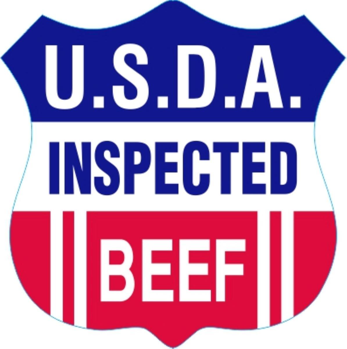 USDA Inspected Beef Meat Label 1.3X1.3 IN Red White Shield 1000 Count/Roll 25 Rolls/Case 25000 Count/Case