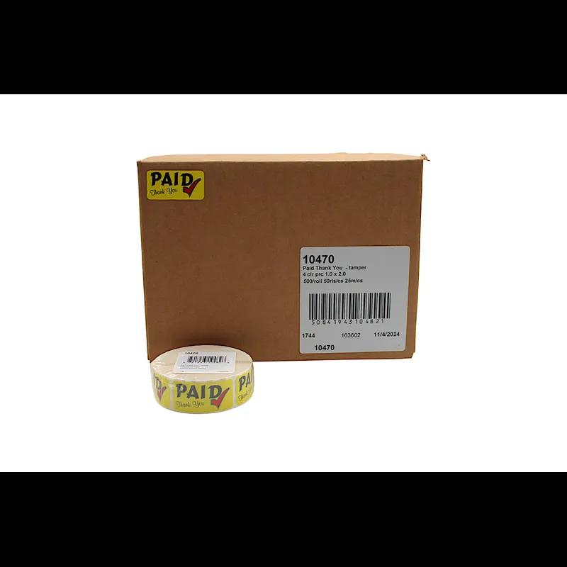 Paid Thank You Promo General Purpose Label 1X2 IN 4 Color Process Tamper Evident 500 Count/Roll 5 Rolls/Sleeve