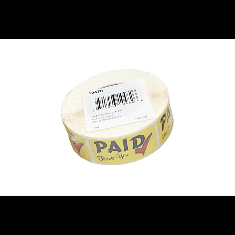 Paid Thank You Promo General Purpose Label 1X2 IN 4 Color Process Tamper Evident 500 Count/Roll 5 Rolls/Sleeve