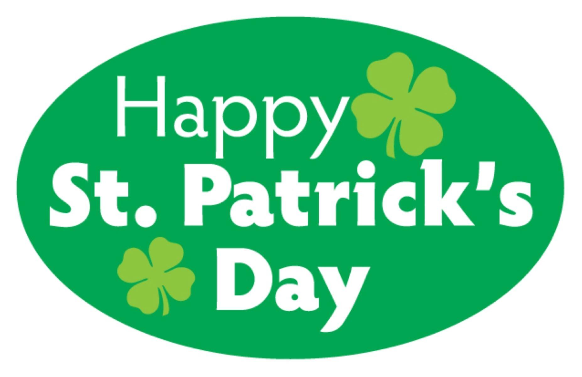 Happy St. Patricks Day Holiday Label 1.25X2 IN Oval 4 Color Process 500 Count/Roll 20 Rolls/Case 10000 Count/Case