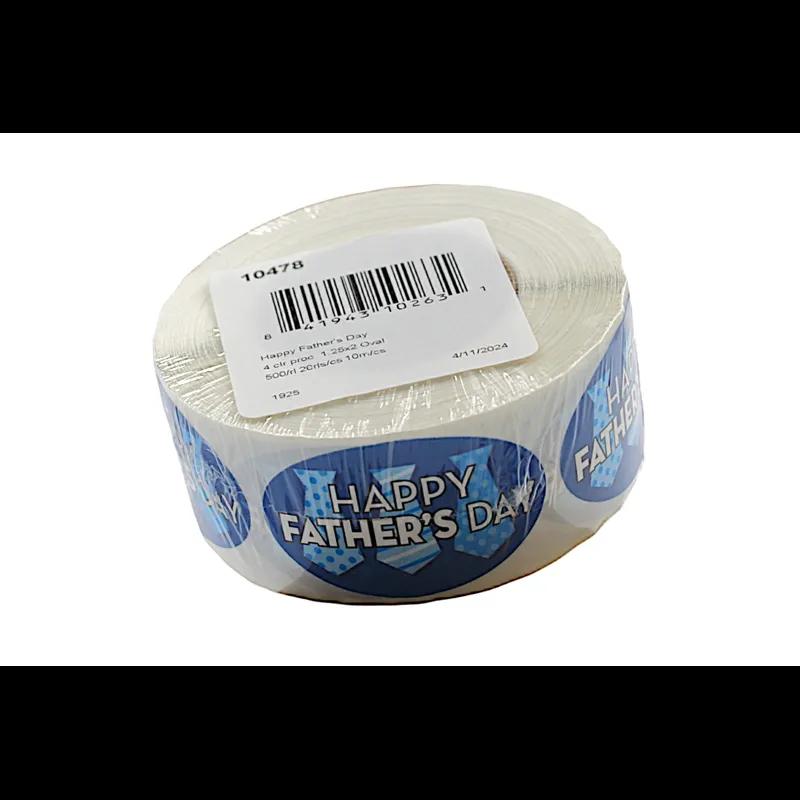 Happy Father's Day Holiday Label 1.25X2 IN Oval 4 Color Process 500 Count/Roll 20 Rolls/Case 10000 Count/Case