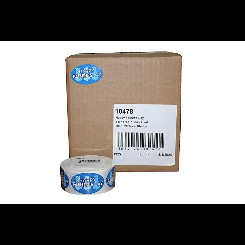 Happy Father's Day Holiday Label 1.25X2 IN Oval 4 Color Process 500 Count/Roll 20 Rolls/Case 10000 Count/Case