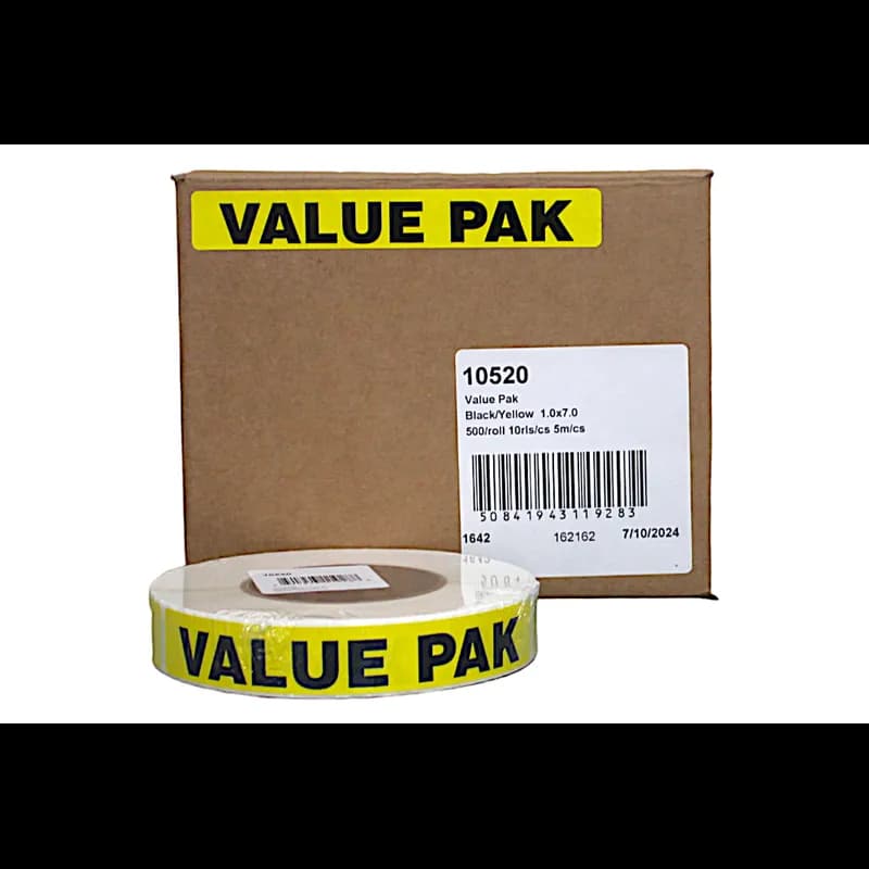 Value Pak Meat Value Family Label 1X7 IN Black Yellow 500 Count/Roll 10 Rolls/Case 5000 Count/Case