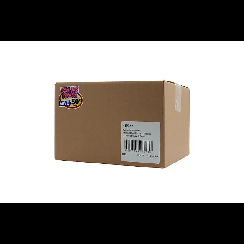 Value Pack Save 50¢ Meat Value Family Label 2.4X3 IN Yellow Red Blue Black 500 Count/Roll 25 Rolls/Case 12500 Count/Case