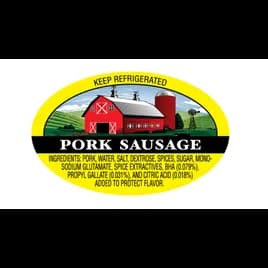Pork Sausage With Witts Ingredients Meat Ingredient Label 1.25X2 IN Oval 4 Color Process 500 Count/Roll 20 Rolls/Case