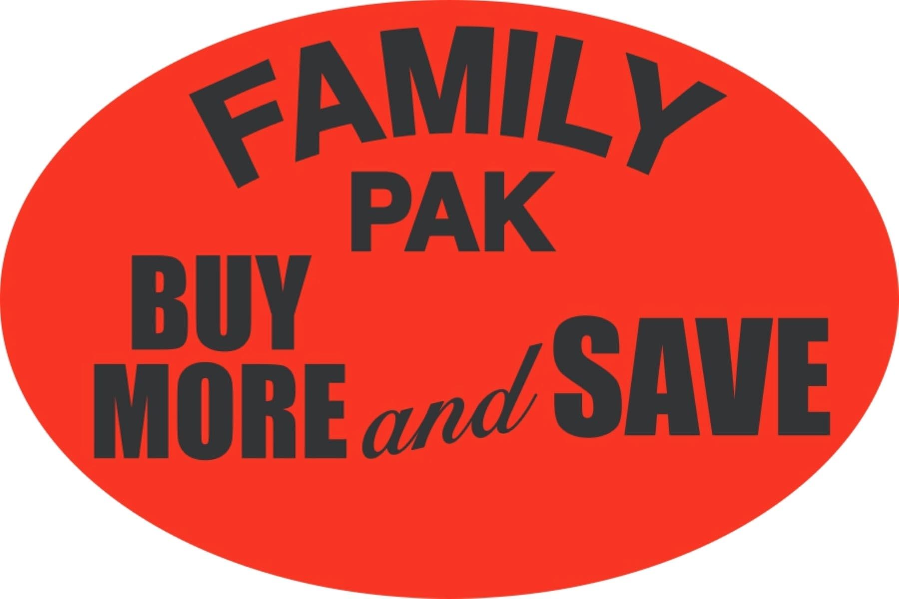 Family Pak Buy More And Save Meat Value Family Label 2X3 IN Black Fluorescent Red Oval 500 Count/Roll 20 Rolls/Case
