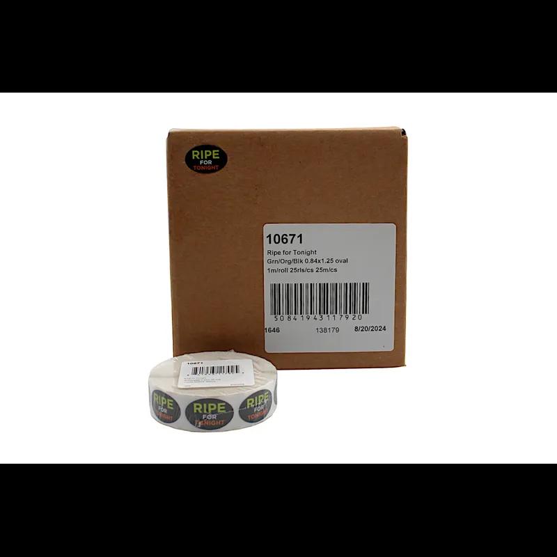 Ripe for Tonight Produce Label 0.84X1.25 IN Green Orange Black Oval 1000 Count/Roll 25 Rolls/Case 25000 Count/Case