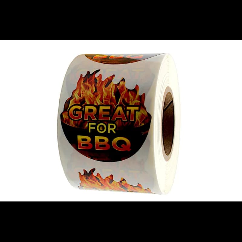 Great For BBQ Meat Label 2.03X2.18 IN 4 Color Process UV 500 Count/Roll 12 Rolls/Case 6000 Count/Case