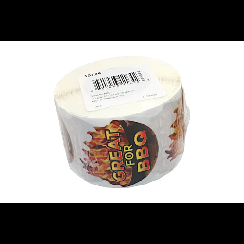 Great For BBQ Meat Label 2.03X2.18 IN 4 Color Process UV 500 Count/Roll 12 Rolls/Case 6000 Count/Case