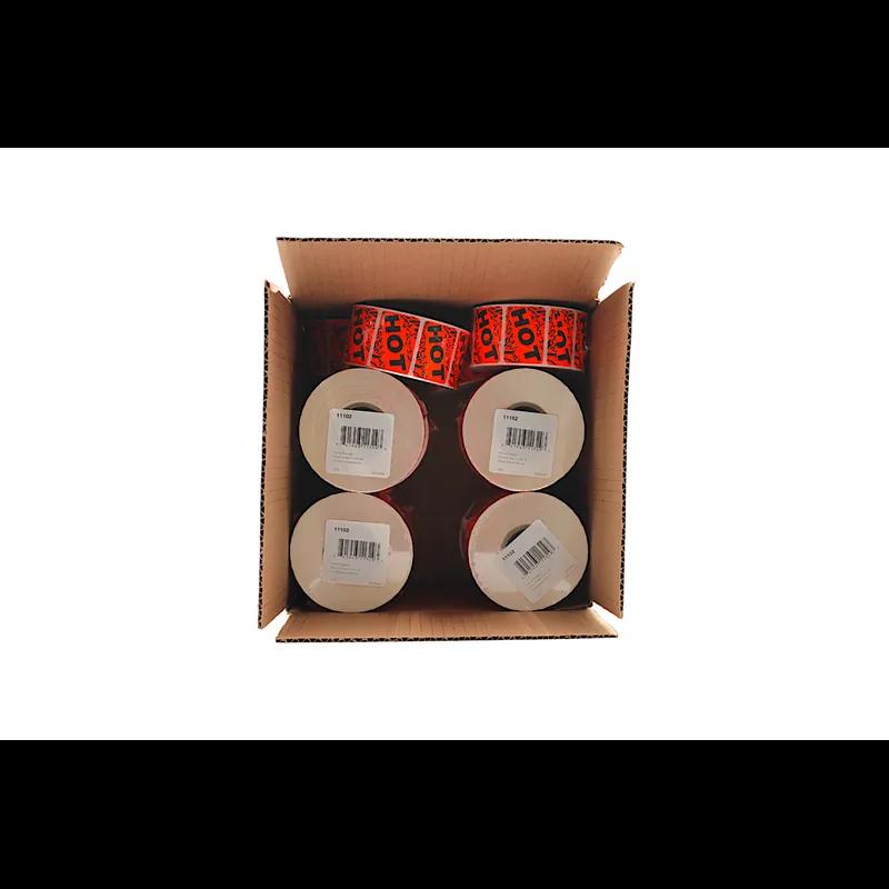 Hot Meat Grilling Label 1.75X1.25 IN Black Fluorescent Red With Flames 1000 Count/Roll 20 Rolls/Case 20000 Count/Case