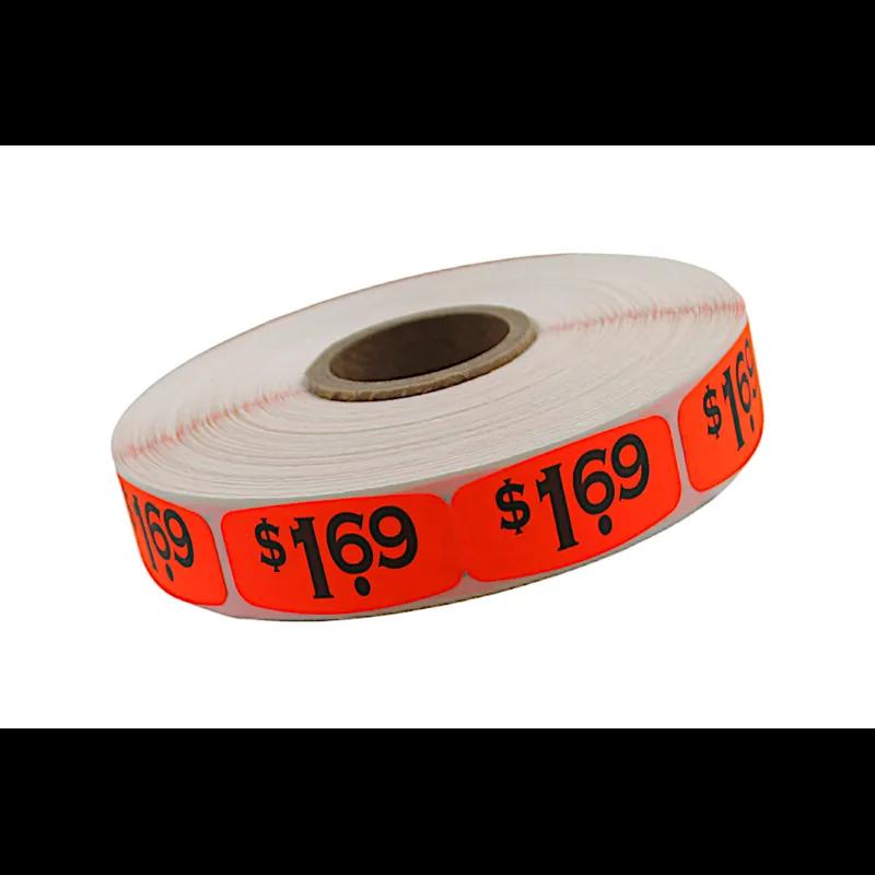 1.69 Price Label 0.625X1.25 IN Black Fluorescent Red Short Oval 1000 Count/Roll 50 Rolls/Case 50000 Count/Case