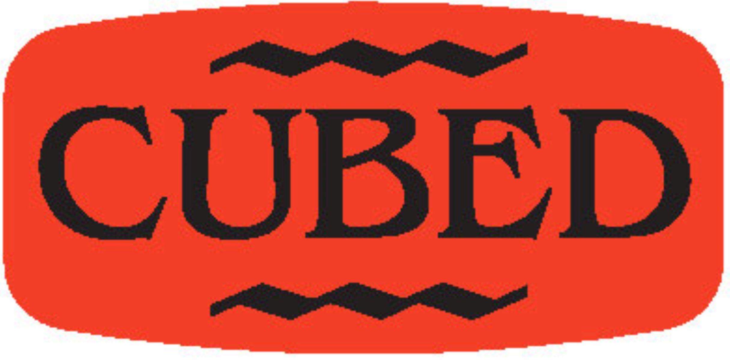 Cubed Label 0.625X1.25 IN Black Fluorescent Red Short Oval 1000 Count/Roll 50 Rolls/Case 50000 Count/Case