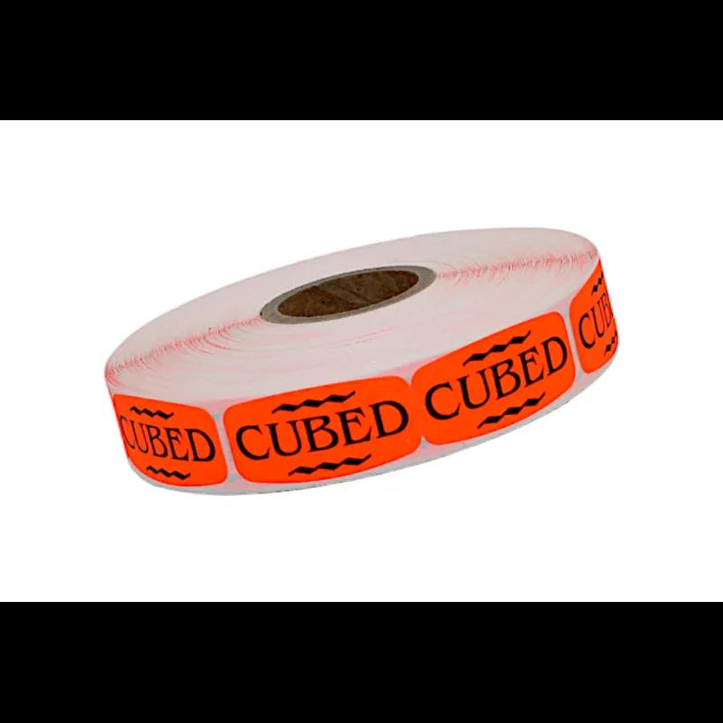 Cubed Label 0.625X1.25 IN Black Fluorescent Red Short Oval 1000 Count/Roll 50 Rolls/Case 50000 Count/Case
