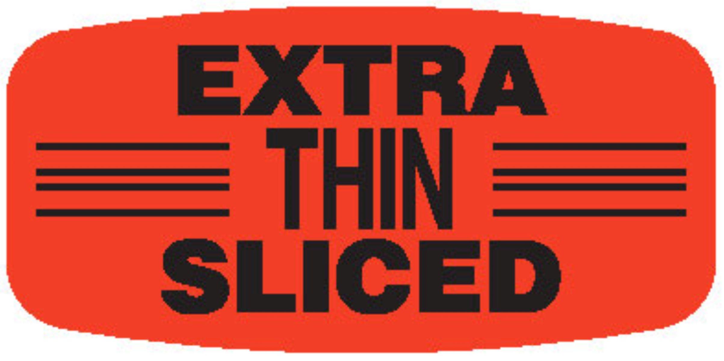 Extra Thin Sliced Label 0.625X1.25 IN Black Fluorescent Red Short Oval 1000 Count/Roll 50 Rolls/Case 50000 Count/Case