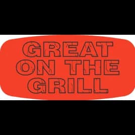 Great On The Grill Label 0.625X1.25 IN Black Fluorescent Red Short Oval 1000 Count/Roll 50 Rolls/Case 50000 Count/Case