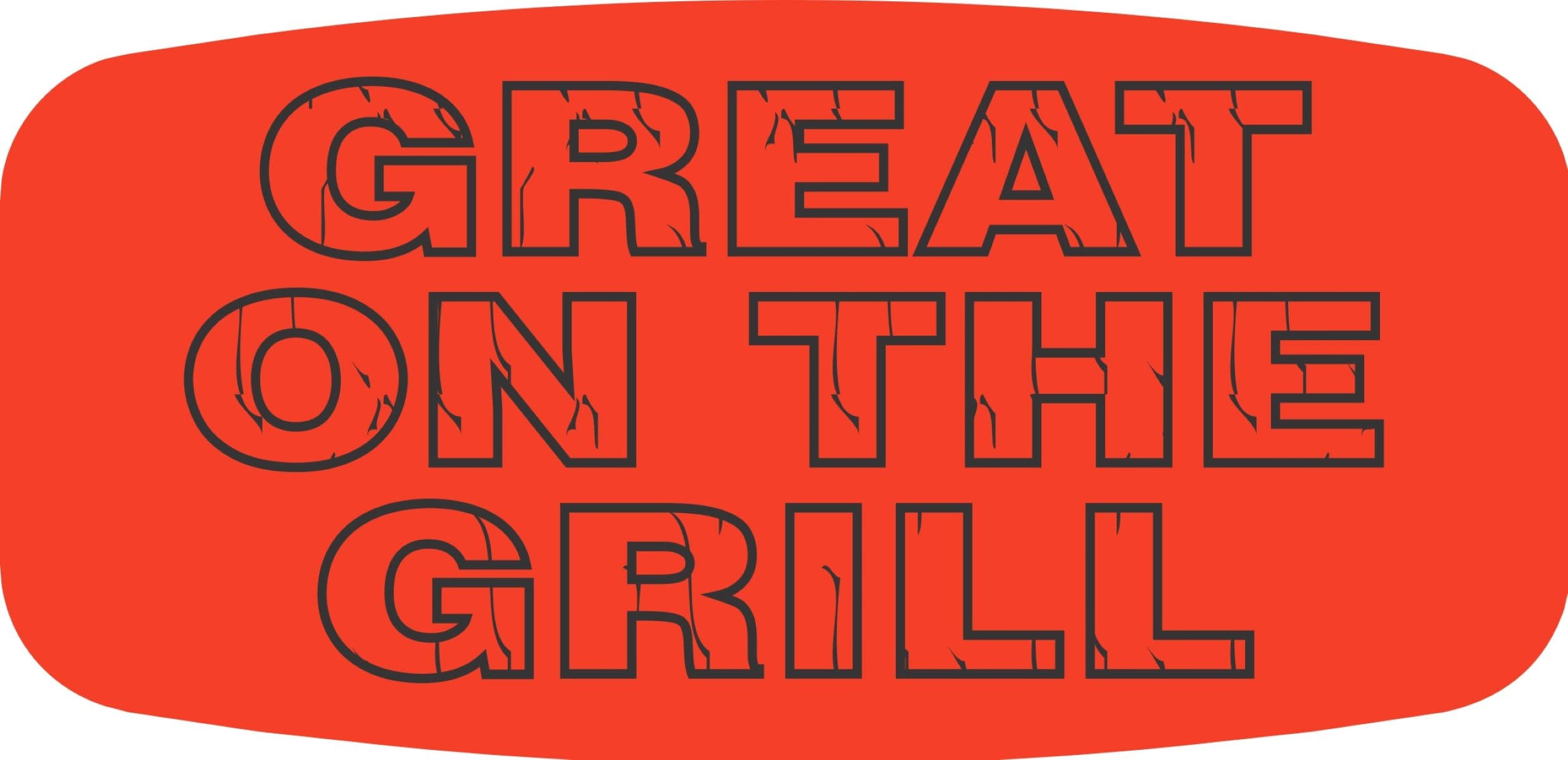 Great On The Grill Label 0.625X1.25 IN Black Fluorescent Red Short Oval 1000 Count/Roll 50 Rolls/Case 50000 Count/Case