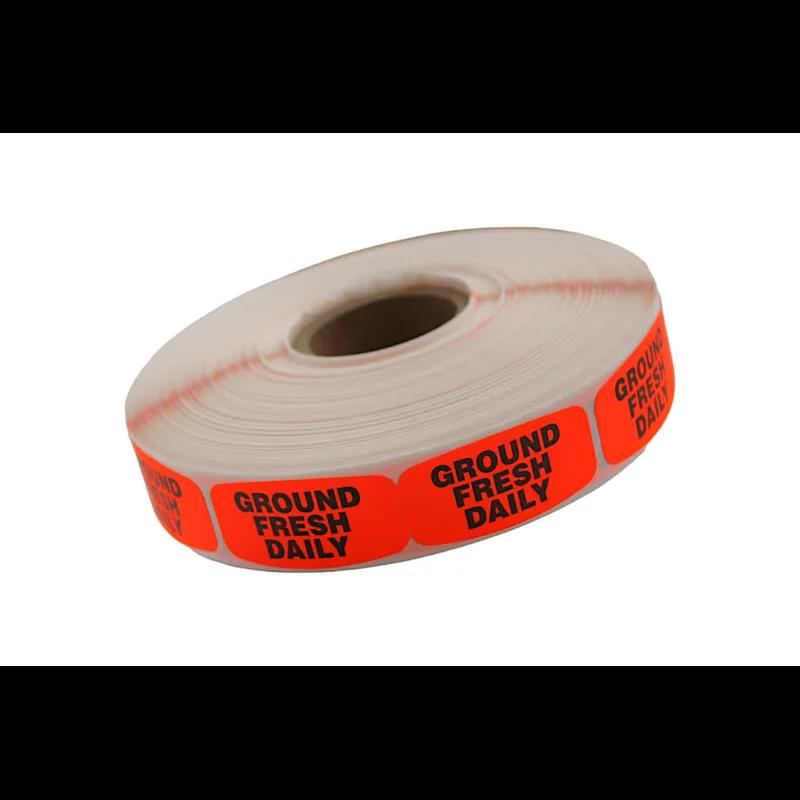 Ground Fresh Daily Label 0.625X1.25 IN Black Fluorescent Red Short Oval 1000 Count/Roll 50 Rolls/Case 50000 Count/Case