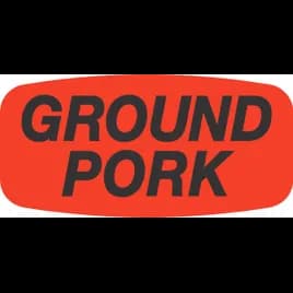 Ground Pork Label 0.625X1.25 IN Black Fluorescent Red Short Oval 1000 Count/Roll 50 Rolls/Case 50000 Count/Case