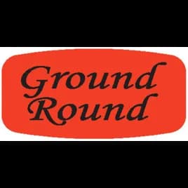 Ground Round Label 0.625X1.25 IN Black Fluorescent Red Short Oval 1000 Count/Roll 50 Rolls/Case 50000 Count/Case