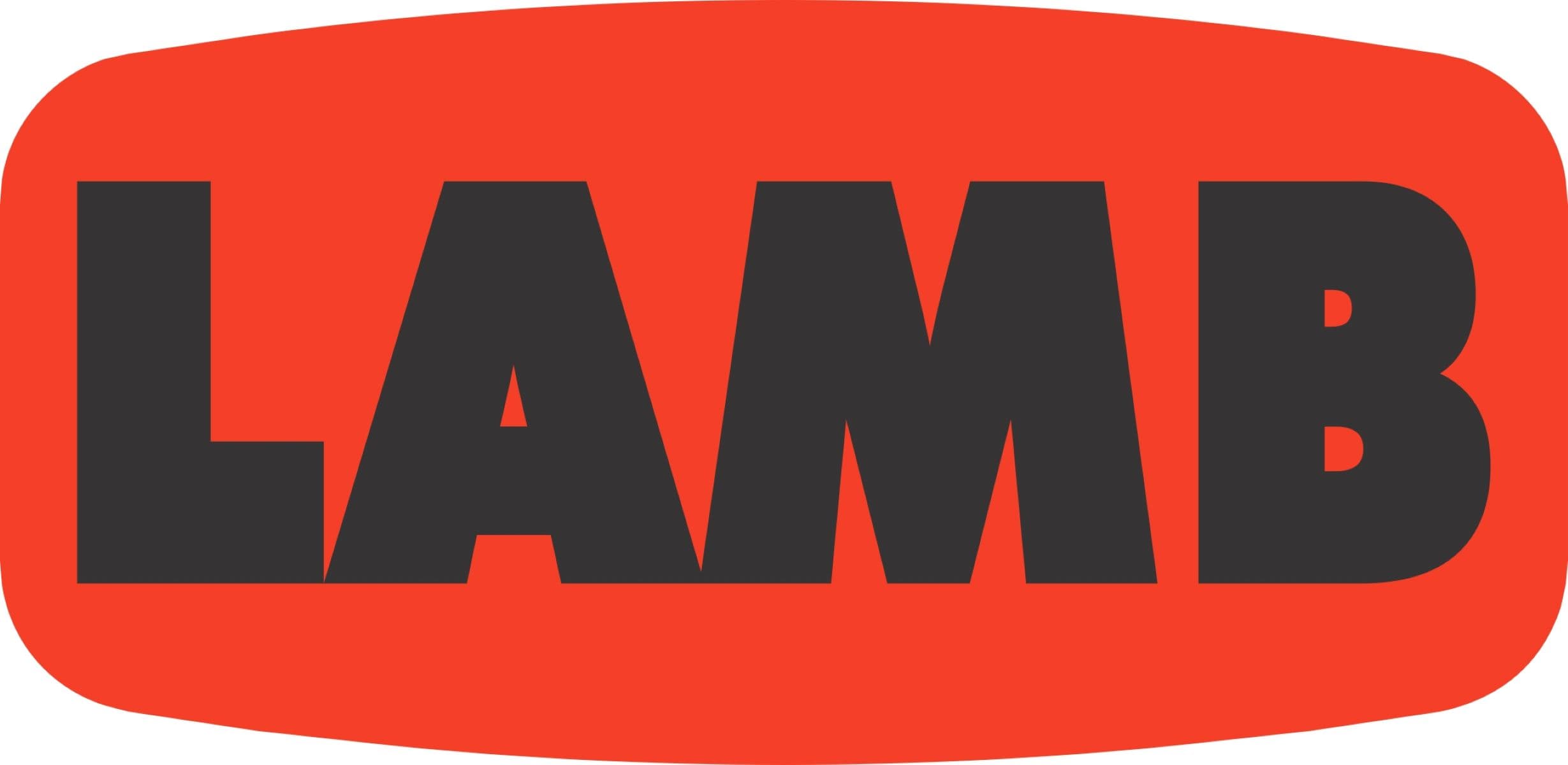 Lamb Label 0.625X1.25 IN Black Fluorescent Red Short Oval 1000 Count/Roll 50 Rolls/Case 50000 Count/Case