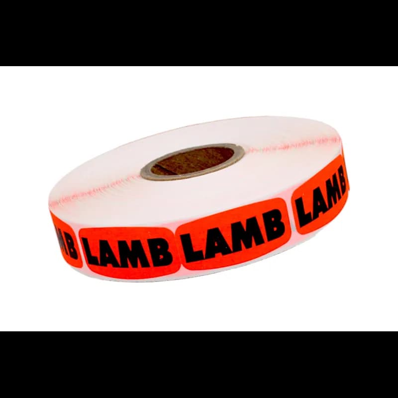 Lamb Label 0.625X1.25 IN Black Fluorescent Red Short Oval 1000 Count/Roll 50 Rolls/Case 50000 Count/Case