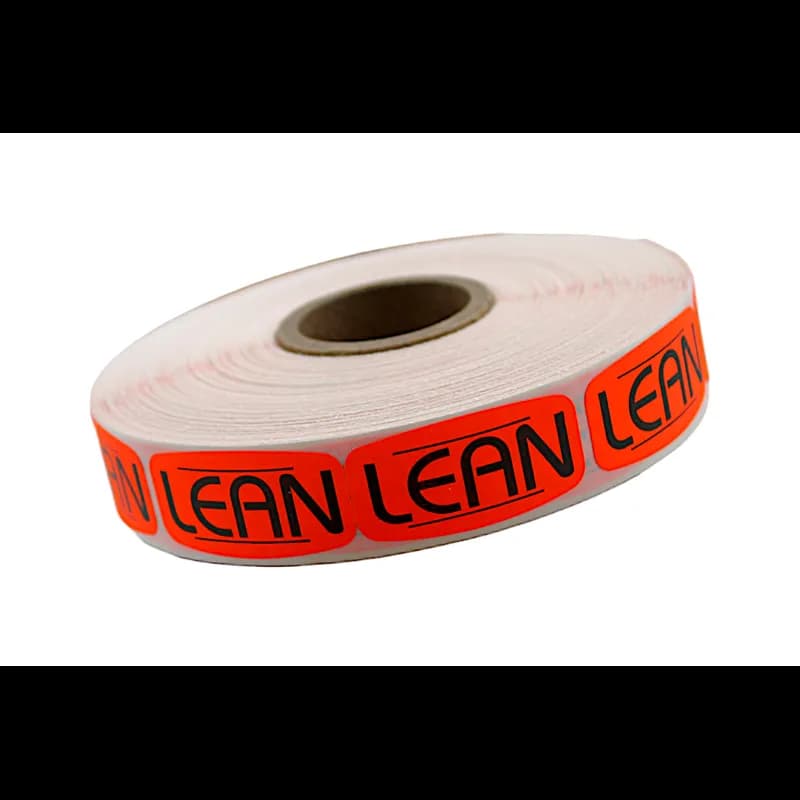 Lean Label 0.625X1.25 IN Black Fluorescent Red Short Oval 1000 Count/Roll 50 Rolls/Case 50000 Count/Case