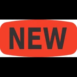 New Label 0.625X1.25 IN Black Fluorescent Red Short Oval 1000 Count/Roll 50 Rolls/Case 50000 Count/Case