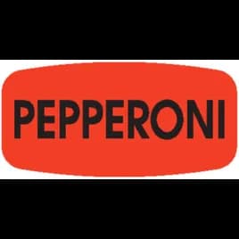 Pepperoni Label 0.625X1.25 IN Black Fluorescent Red Short Oval 1000 Count/Roll 50 Rolls/Case 50000 Count/Case