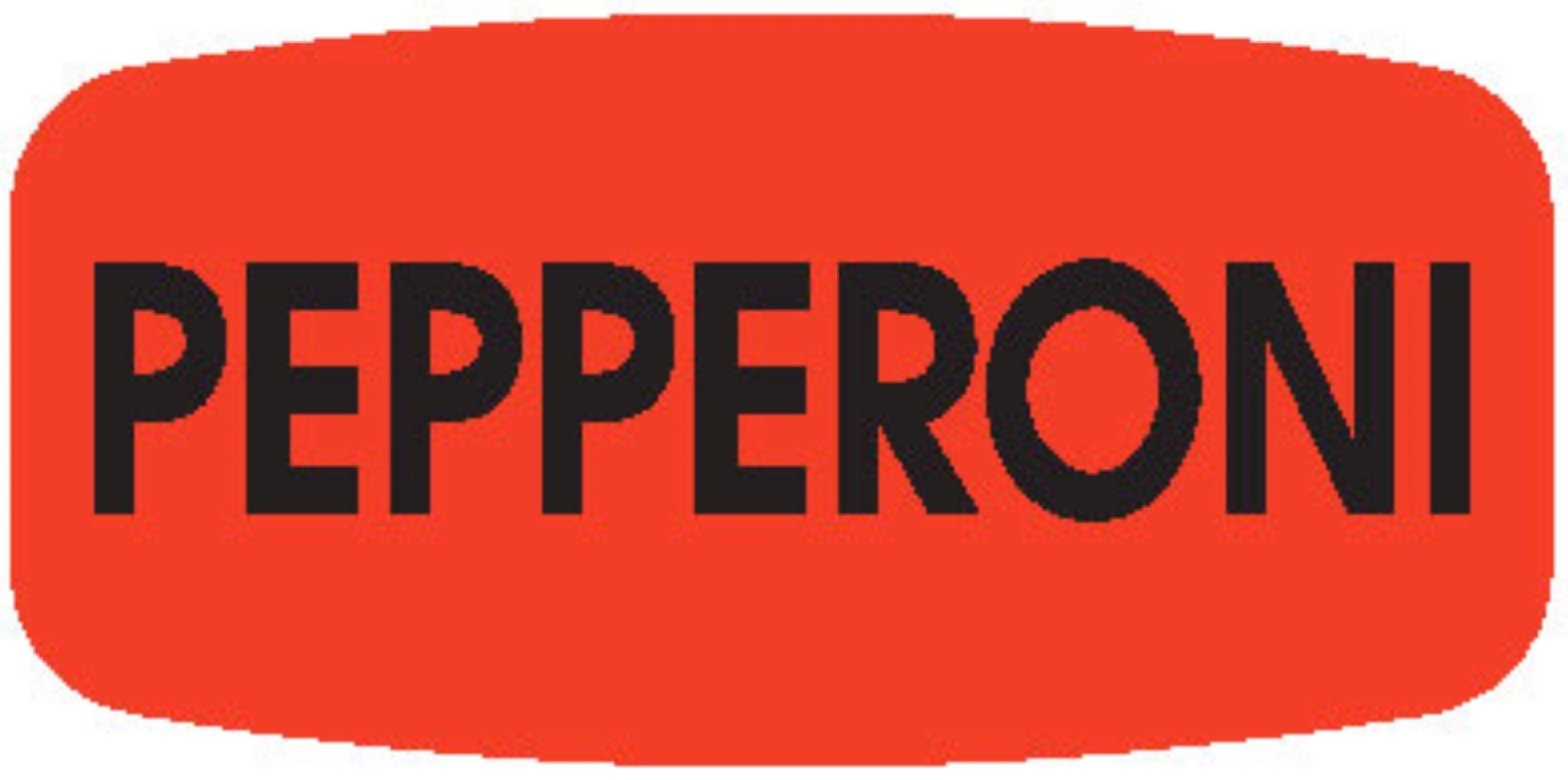 Pepperoni Label 0.625X1.25 IN Black Fluorescent Red Short Oval 1000 Count/Roll 50 Rolls/Case 50000 Count/Case