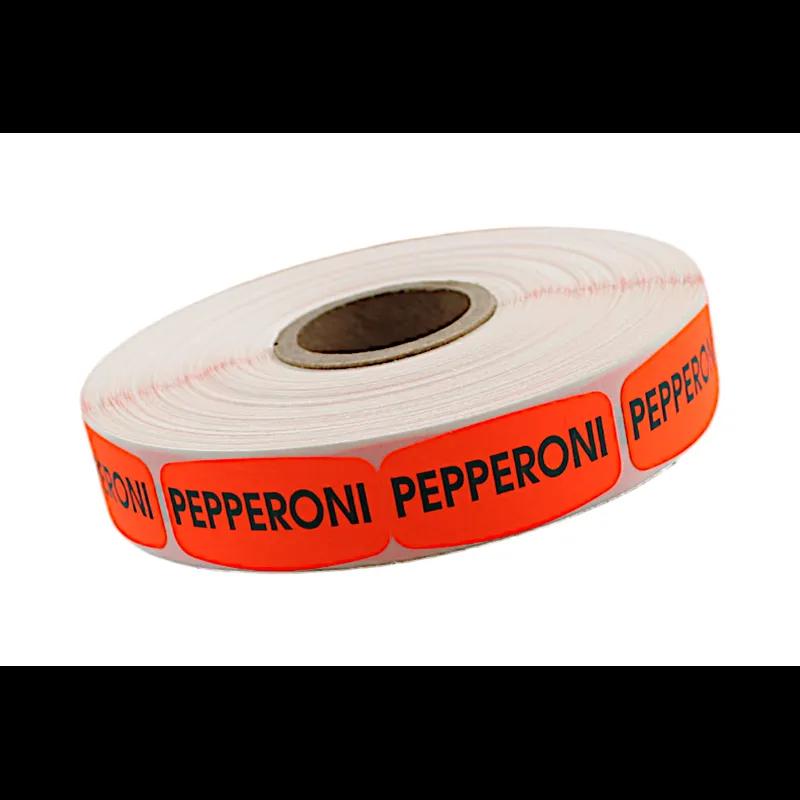 Pepperoni Label 0.625X1.25 IN Black Fluorescent Red Short Oval 1000 Count/Roll 50 Rolls/Case 50000 Count/Case