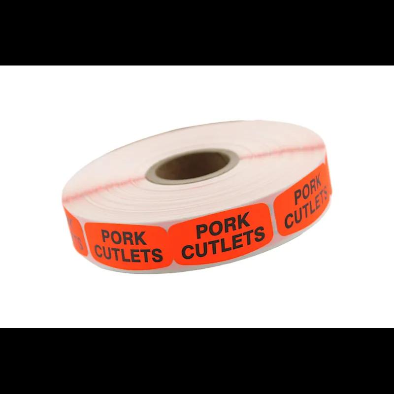 Pork Cutlets Label 0.625X1.25 IN Black Fluorescent Red Short Oval 1000 Count/Roll 50 Rolls/Case 50000 Count/Case