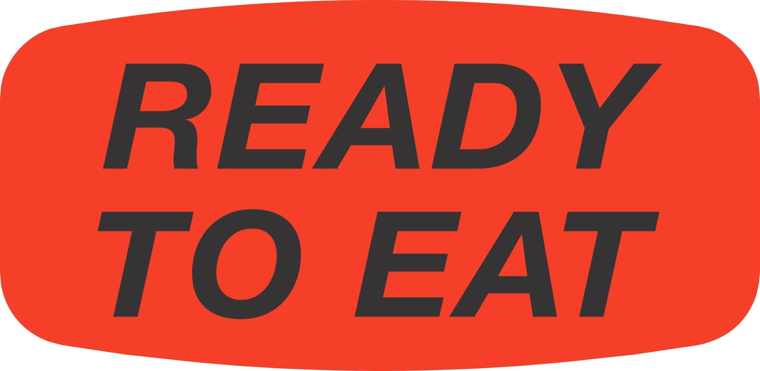 Ready To Eat Label 0.625X1.25 IN Black Fluorescent Red Short Oval 1000 Count/Roll 50 Rolls/Case 50000 Count/Case
