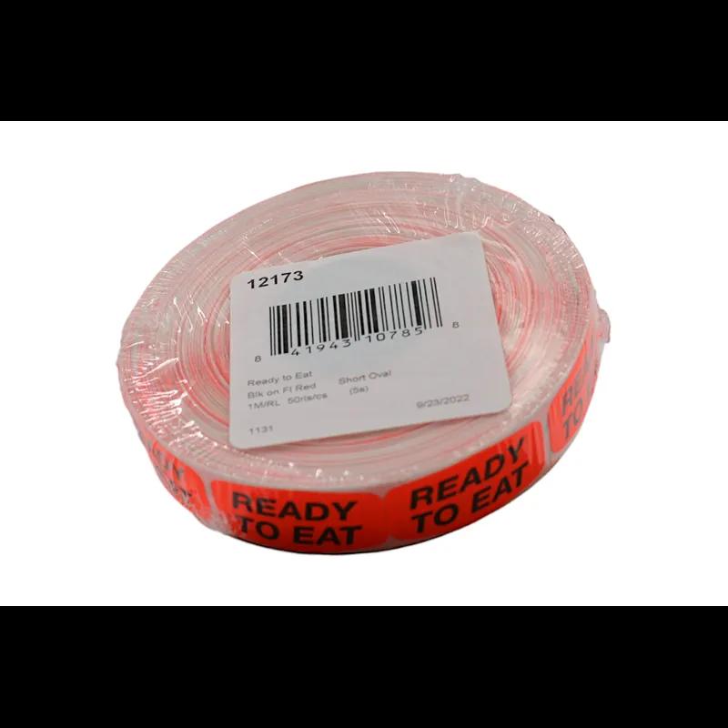 Ready To Eat Label 0.625X1.25 IN Black Fluorescent Red Short Oval 1000 Count/Roll 50 Rolls/Case 50000 Count/Case