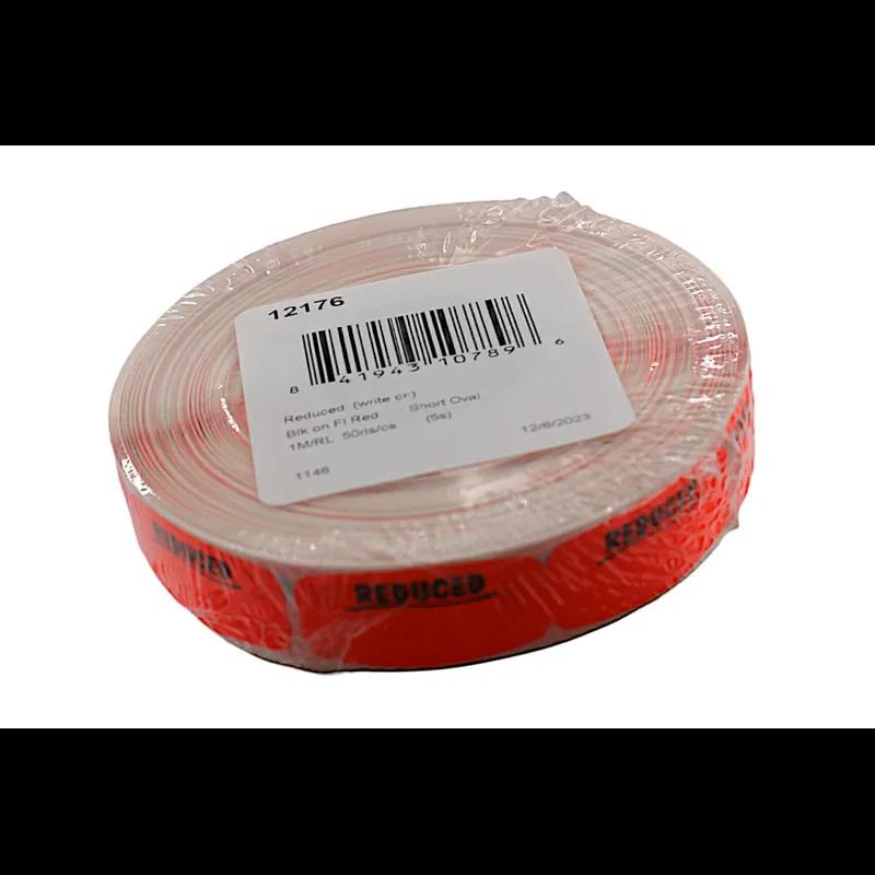 Reduced Write In Label 0.625X1.25 IN Black Fluorescent Red Short Oval Write On 1000 Count/Roll 50 Rolls/Case
