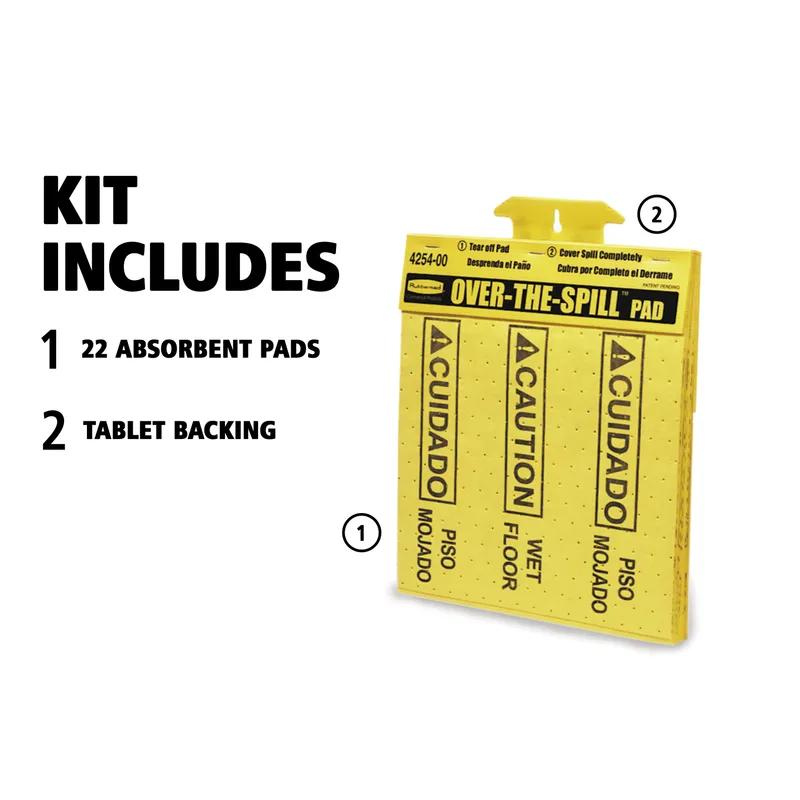 Over the Spill® Absorbent Pad 16X12.6 IN Yellow PP 22 Count/Pack 12 Packs/Case
