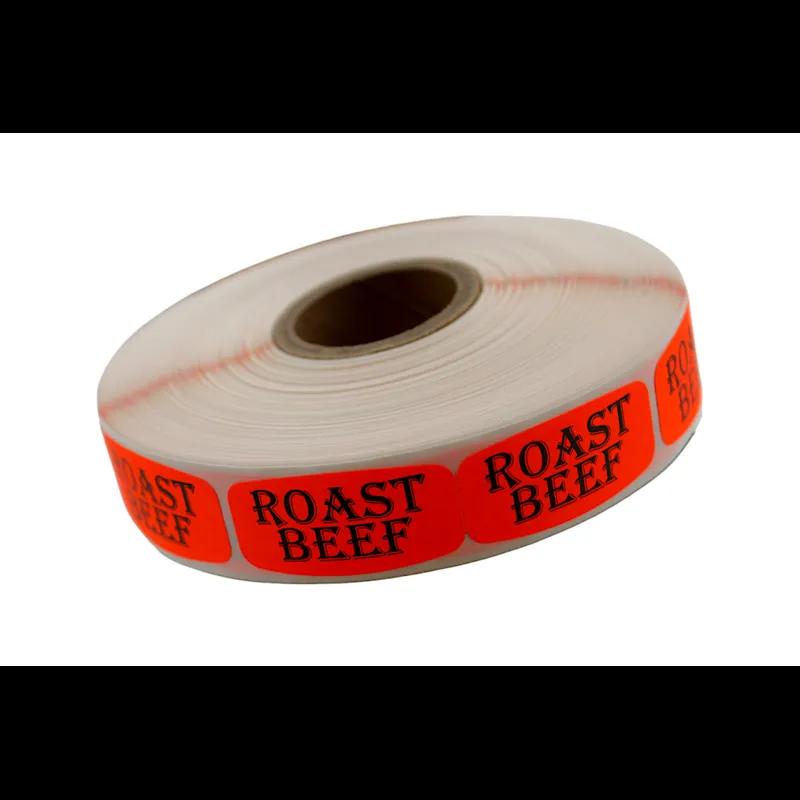 Roast Beef Label 0.625X1.25 IN Black Fluorescent Red Short Oval 1000 Count/Roll 50 Rolls/Case 50000 Count/Case