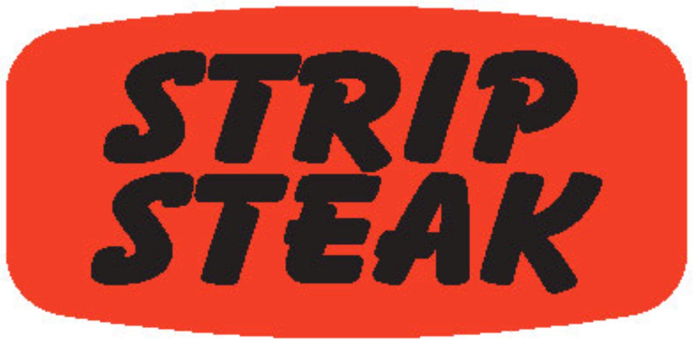 Strip Steak Label 0.625X1.25 IN Black Fluorescent Red Short Oval 1000 Count/Roll 50 Rolls/Case 50000 Count/Case