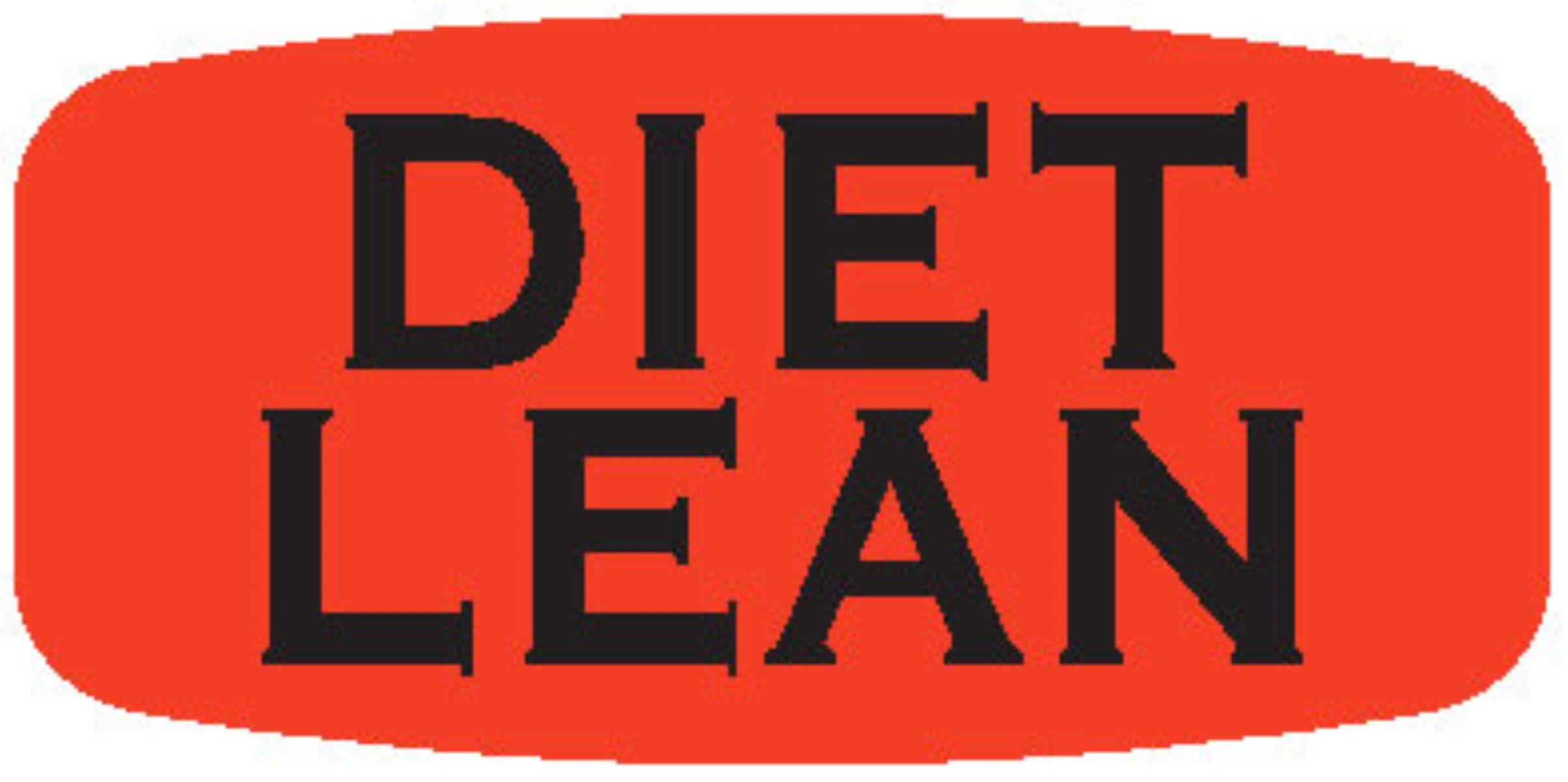 Diet Lean Label 0.625X1.25 IN Black Fluorescent Red Short Oval 1000 Count/Roll 50 Rolls/Case 50000 Count/Case