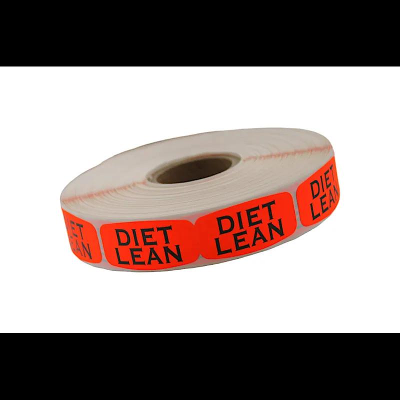 Diet Lean Label 0.625X1.25 IN Black Fluorescent Red Short Oval 1000 Count/Roll 50 Rolls/Case 50000 Count/Case