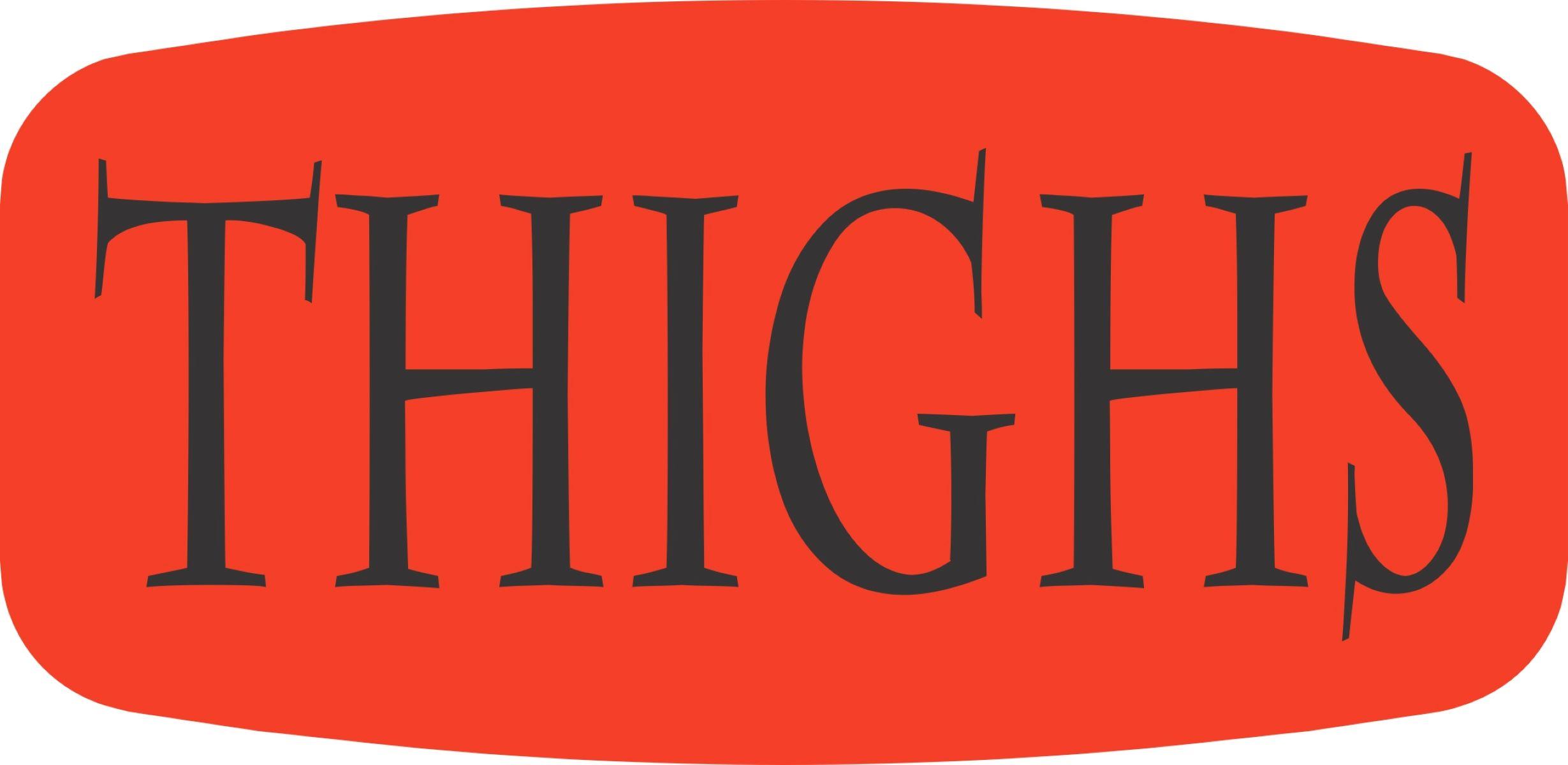 Thighs Label 0.625X1.25 IN Black Fluorescent Red Short Oval 1000 Count/Roll 50 Rolls/Case 50000 Count/Case