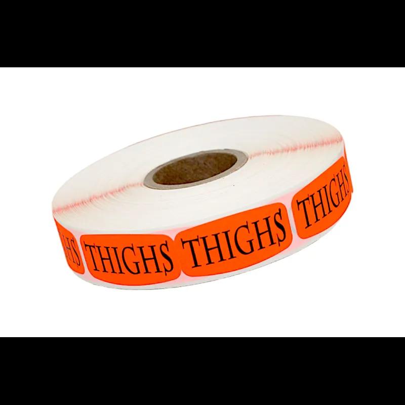 Thighs Label 0.625X1.25 IN Black Fluorescent Red Short Oval 1000 Count/Roll 50 Rolls/Case 50000 Count/Case