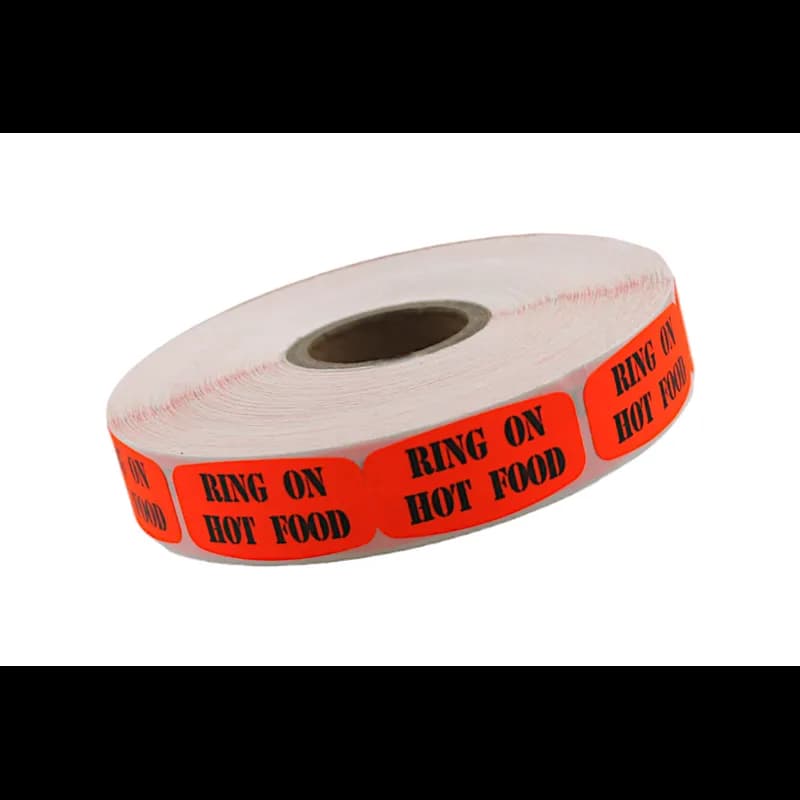 Ring On Hot Food Label 0.625X1.25 IN Black Fluorescent Red Short Oval 1000 Count/Roll 50 Rolls/Case 50000 Count/Case