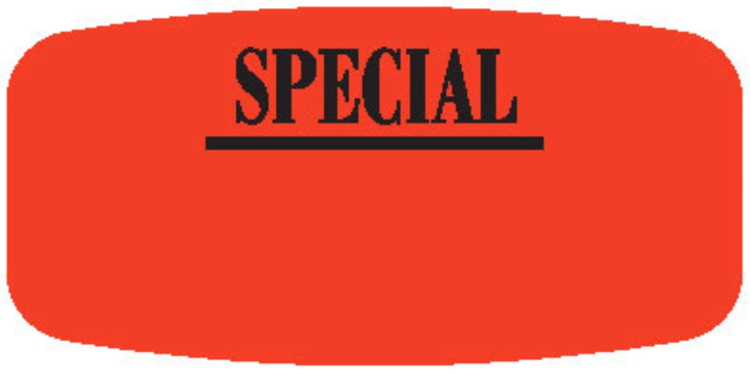 Special Write In Label 0.625X1.25 IN Black Fluorescent Red Short Oval Write On 1000 Count/Roll 50 Rolls/Case