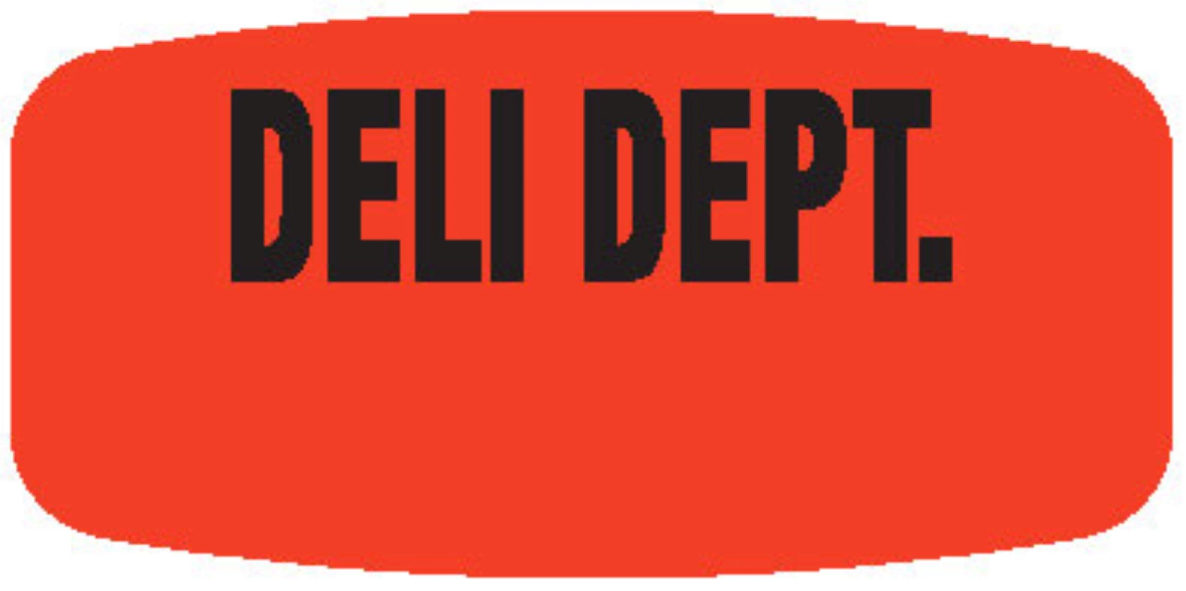 Deli Dept. Write In Label 0.625X1.25 IN Black Fluorescent Red Short Oval Write On 1000 Count/Roll 50 Rolls/Case