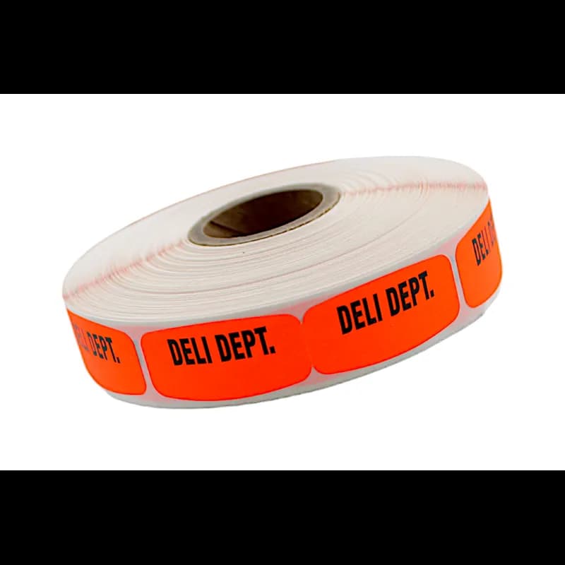 Deli Dept. Write In Label 0.625X1.25 IN Black Fluorescent Red Short Oval Write On 1000 Count/Roll 50 Rolls/Case