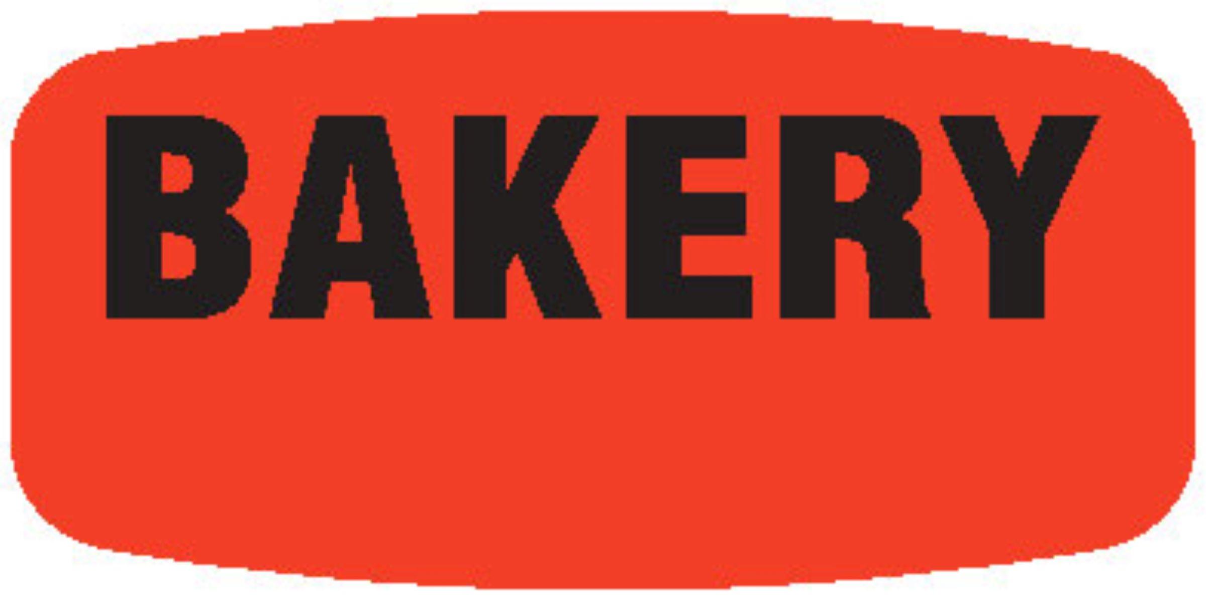 Bakery Write In Label 0.625X1.25 IN Black Fluorescent Red Short Oval Write On 1000 Count/Roll 50 Rolls/Case
